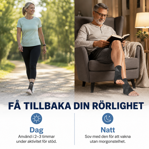 Fotledsstöd med kompression och spännrem
